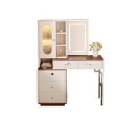 K5C7S3W9D6 Tocador Mesa de Maquillaje for Dormitorio Madera Maciza Completa con Armario Espejo Oculto, mesita Noche Almacenamiento Muebles de Dormitorio