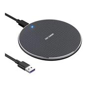 K8 Cargador Inalámbrico Rápido de 20W/30W con Aleación de Aluminio, Compatible con IP-Hone 15/14/13/12/Pro MAX, Sa-msung S24/S23/S22/S21/S20, Wireless Carga Rápida + Cable Tipo-C 1M (Negro)