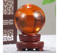 K9 Crystal Ball Purple Amethyst Stone Crystal Ball Crystal Feng Shui Goods Gift Wooden Pedestal with Glass Pedestal,H,90mm