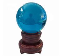 K9 Crystal Ball Soporte de cristal de madera 80 mm Mixcolor Art Decor Crystal Prop para accesorios de decoración del hogar-80mm_aquamarine