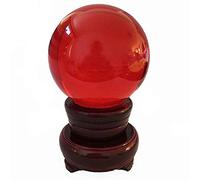 K9 Crystal Ball Soporte de cristal de madera 80mm Mixcolor Art Decor Crystal Prop para accesorios de decoración del hogar-80mm_red
