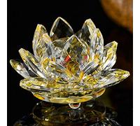 K9 Crystal Lotus Flower Piedras Naturales Papeles de vidrio Feng Shui Artesanía Regalos Decoración del hogar Accesorios Figuras en miniatura-Amarillo_120mm