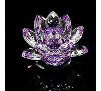 K9 Crystal Lotus Flower Piedras Naturales Papeles de vidrio Feng Shui Artesanía Regalos Decoración del hogar Accesorios Figuras en miniatura-Púrpura_100mm