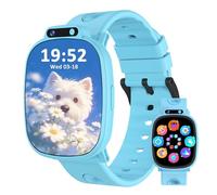 kaacly Reloj Inteligente Niño con Pantalla de 1,9", 18 Juegos, Monitor de Sueño, Podómetro, Cámara, Linterna, Smartwatch Niñas y Niños y Adolescentes sin App ni Tarjeta SIM (Blue)