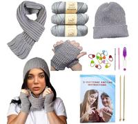 Kaaper Kit de punto para principiantes y adultos, aprender a tejer, kit de iniciación