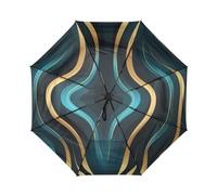 KAAVIYO Abstracto Azul LíNea Amarilla Paraguas de Viaje A Prueba Viento,Apertura y Cierre AutomáTicos,Protección Solar UPF 50+ para Niños