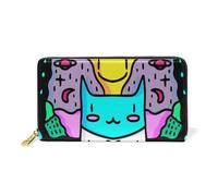 KAAVIYO Animal Gato Lindo Salvaje Billetera Mujer Cremallera Billetera de Cuero Cartera Teléfono Tarjeta de Credito Delgada Tarjetero para Chica Hombre