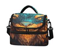 KAAVIYO Arte Animal Fresco Komodo Bolsa de Almuerzo Gran Capacidad,Tipo Bandolera Ideal Para el Trabajo Niños Niñas Picnic