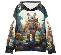KAAVIYO Astronauta Conejo De Dibujos Animados Sudadera con Capucha para Niños con Estampado 3D (Tejido Saludable)
