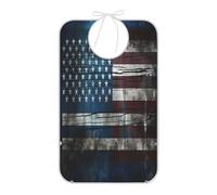 KAAVIYO Bandera Azul Negra De La Guerra Americana Baberos Impermeables para Adultos con Recogedor Migas para Mujeres Hombres Delantal para Comer para Personas Mayores.