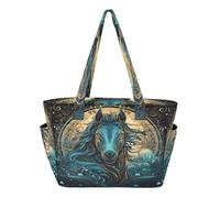 KAAVIYO Caballo MíStico Arte Bolso de Playa Viaje Mano Para Mujer,Bolso de Hombro para Compras Niñas