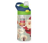 KAAVIYO Christmas Art Tree Water Bottle Stainless Steel Insulated Vacuum Flask Leak Proof with Straw Brush Cup 350ML for Boys Girls Kids
