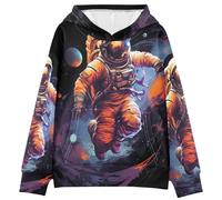 KAAVIYO Cool Astronauta Espacio Arte Sudadera con Capucha para Niños con Estampado 3D (Tejido Saludable)