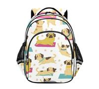 KAAVIYO Dibujos Animados Alegres Pugs Amarillos Mochila Infantil 3-12 Años Bolsa Escolar Mochila para Niños Pequeños