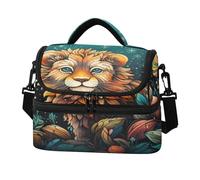 KAAVIYO Dibujos Animados De Luz De Luna LeóN Arte Bolsa de Almuerzo Gran Capacidad,Tipo Bandolera Ideal Para el Trabajo Niños Niñas Picnic