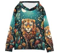 KAAVIYO Dibujos Animados De Luz De Luna LeóN Arte Sudadera con Capucha para Niños con Estampado 3D (Tejido Saludable)