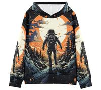 KAAVIYO Espacio Arte Astronauta Sudadera con Capucha para Niños con Estampado 3D (Tejido Saludable)