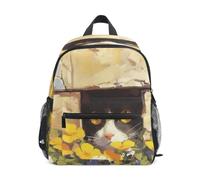 KAAVIYO Flor Amarilla Gato Negro Florece Mochila para Preescolar Niñas Niños Toddler Kids Estudiante Mochilas para Infantiles 3-8 Años