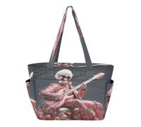 KAAVIYO Guitarra Rosada Del CráNeo Bolso de Playa Viaje Mano Para Mujer,Bolso de Hombro para Compras Niñas