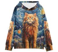 KAAVIYO Lindo Animal LeóN Luna Sudadera con Capucha para Niños con Estampado 3D (Tejido Saludable)