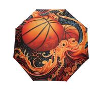 KAAVIYO Llamas De Baloncesto Ardiente Paraguas Plegable Hombre Automático Abrir y Cerrar Antiviento Paraguas para Viajes Playa Niños