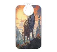 KAAVIYO Lobo Blanco Fresco Baberos Impermeables para Adultos con Recogedor Migas para Mujeres Hombres Delantal para Comer para Personas Mayores.