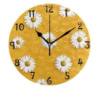 KAAVIYO Margarita Flor Amarillo Girasol Reloj de Pared Silencioso Reloj de Cuarzo Redondo DIY Reloj de Etiqueta para Sala Oficina