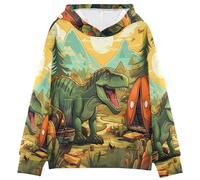KAAVIYO Mundo De Dinosaurio De Dibujos Animados Sudadera con Capucha para Niños con Estampado 3D (Tejido Saludable)