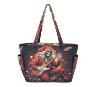KAAVIYO Navidad CráNeo Santa Bolso de Playa Viaje Mano Para Mujer,Bolso de Hombro para Compras Niñas