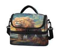 KAAVIYO Obra De Arte Luna LeóN Bolsa de Almuerzo Gran Capacidad,Tipo Bandolera Ideal Para el Trabajo Niños Niñas Picnic