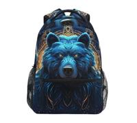 KAAVIYO Oso Azul Brillante Circular Mochila Escolar Impermeable Mochilas Escolares para Estudiante Adolescentes Niñas Niños