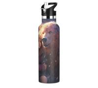 KAAVIYO Oso Polar Abrazando Suave Botella de Agua Infantil de Acero Inoxidable Aislada al Vacío para Niños y Niñas (600 ml)
