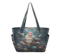 KAAVIYO PatróN De Navidad Santa Bolso de Playa Viaje Mano Para Mujer,Bolso de Hombro para Compras Niñas