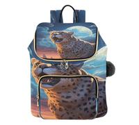 KAAVIYO Pinturas Al óLeo Leopardo Azul Luna Mochila de Moda para Estudiantes Bolso de Hombro Mochila de Viaje para Jóvenes