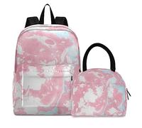 KAAVIYO Resumen De Mármol Rosa Mochila de Estudiantes Bolsa Térmica para Fiambrera Mochilas Bolsa del Almuerzo para Niñas Escolar Niños