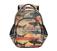 KAAVIYO Tiburones Marrones Nadando A Rayas Mochila Infantil 3-12 Años Bolsa Escolar Mochila para Niños Pequeños
