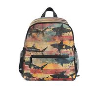 KAAVIYO Tiburones Marrones Nadando A Rayas Mochila para Preescolar Niñas Niños Toddler Kids Estudiante Mochilas para Infantiles 3-8 Años