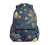 KAAVIYO Universo CóSmico Planetas Dorados Mochila Escolar Impermeable Mochilas Escolares para Estudiante Adolescentes Niñas Niños