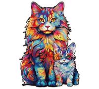 KAAYEE Rompecabezas de Madera, Rompecabezas de Madera Animal, Rompecabezas de Madera con Forma de Animales, Rompecabezas de Madera, con Caja de Regalo de Madera (L, Maine Cat)