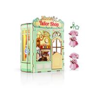 KaayeeWood DIY Book Nook Kit, puzzle de madera 3D decoración con iluminación LED, juego de manualidades para adultos, casa de muñecas de madera (sastrería)