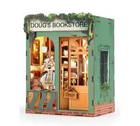 KaayeeWood DIY Book Nook Kit, puzzle de madera 3D decoración con iluminación LED, juego de manualidades para adultos, casa de muñecas de madera (librería)