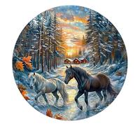 KaayeeWood Puzzle de 1000 piezas, puzles para adultos, invierno del semental, rompecabezas clásicos redondos, rompecabezas para toda la familia, decoración del hogar e idea de regalo (67,5 x 67,5 cm)