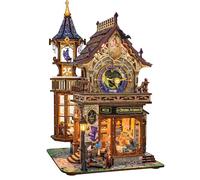 Kaayeewood Rompecabezas de madera 3D para adultos, kit de casa en miniatura para adultos, rincón de libros con luz LED, rompecabezas de madera 3D, regalos para familiares, amigos, decoración de