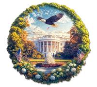 KaayeeWood Rompecabezas de Madera para Adultos,187 Piezas Casa Blanca y Bandera Irregulares Puzzle de Madera,Puzzles para Adultos con Caja de Regalo, Decoración del Hogar