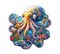 KaayeeWood Rompecabezas de Madera para Adultos,255 Piezas Mundo Submarino-Pulpo Irregulares Puzzle de Madera,Puzzles para Adultos con Caja de Regalo, Decoración del Hogar