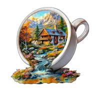 KaayeeWood Rompecabezas de Madera para Adultos,255 Piezas Taza de la Serenidad Irregulares Puzzle de Madera,Puzzles para Adultos con Caja de Regalo, Decoración del Hogar
