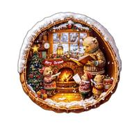 KaayeeWood Rompecabezas de Madera para Adultos,265 Piezas Casa del Oso Pardo Irregulares Puzzle de Madera,Puzzles para Adultos con Caja de Regalo, Decoración del Hogar