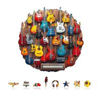 KaayeeWood Rompecabezas de Madera para Adultos,265 Piezas Muro de Guitarra Irregulares Puzzle de Madera,Puzzles para Adultos con Caja de Regalo, Decoración del Hogar