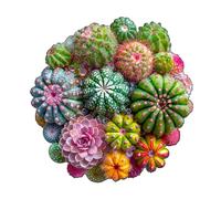 KaayeeWood Rompecabezas de Madera para Adultos,270 Piezas Cactus y Suculentas Irregulares Puzzle de Madera,Puzzles para Adultos con Caja de Regalo, Decoración del Hogar