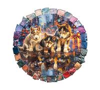 KaayeeWood Rompecabezas de Madera para Adultos,280 Piezas Lobo Gris-Mi Deseo Irregulares Puzzle de Madera,Puzzles para Adultos con Caja de Regalo, Decoración del Hogar
